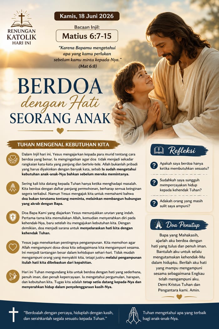 Tuhan Mengenal Kebutuhanmu Maka Berdoalah dengan Hati Seorang Anak